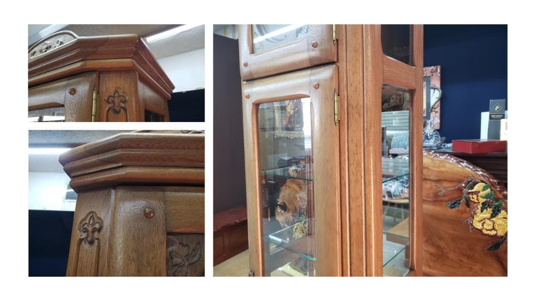 b5　時計付き　キュリオケース　ガラス棚　飾り棚