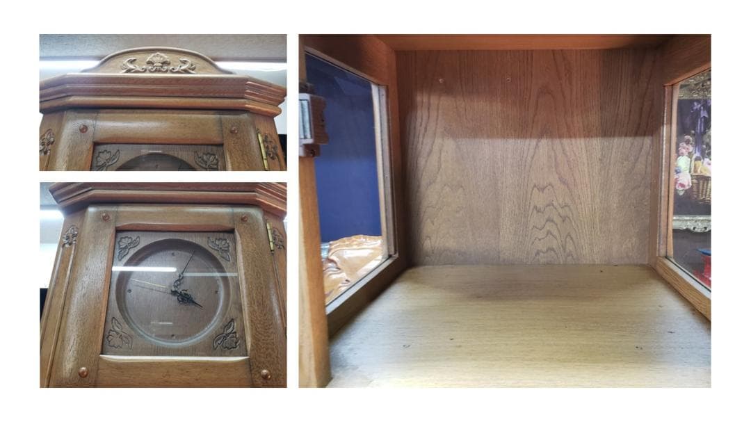 b5　時計付き　キュリオケース　ガラス棚　飾り棚