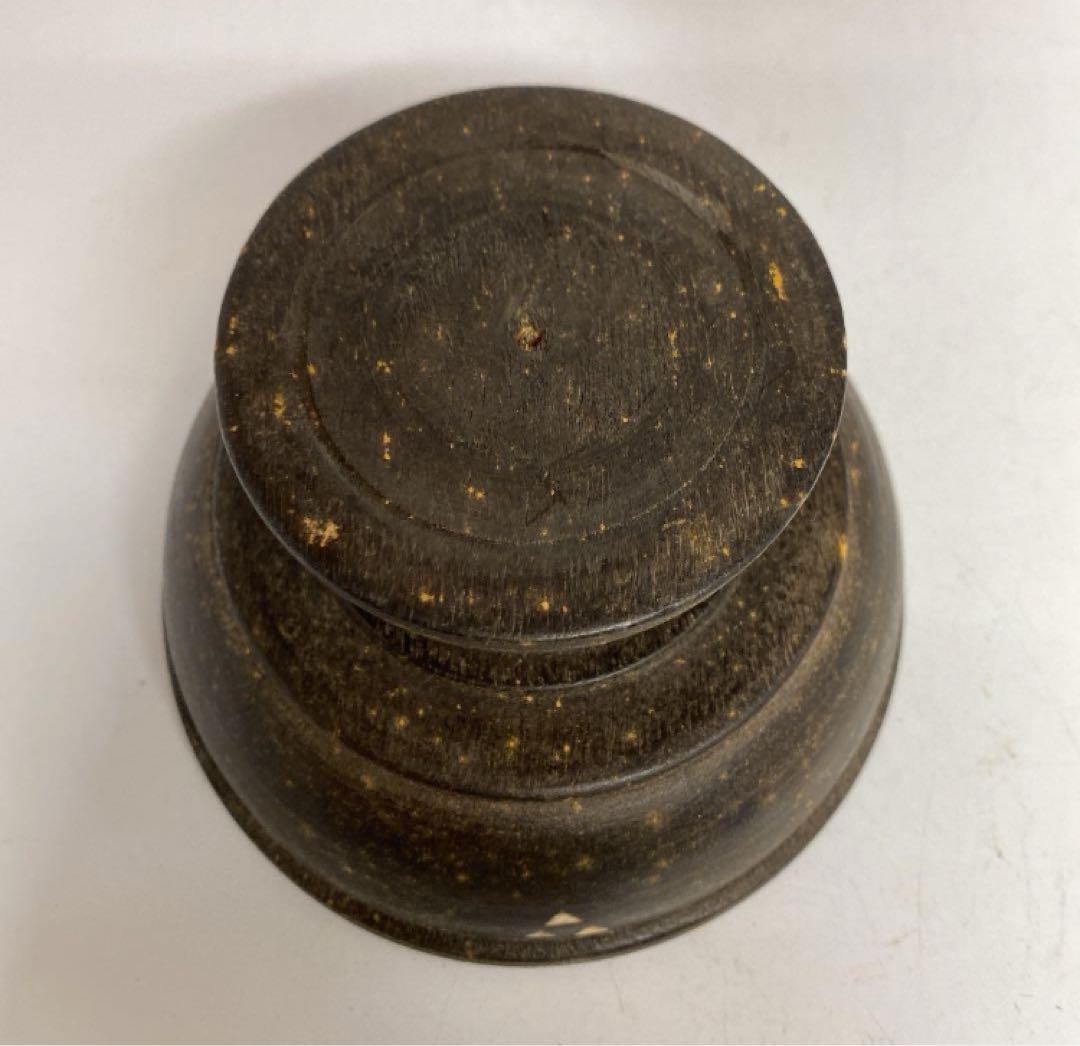 時代　木製螺鈿高台皿　14.3cm y629