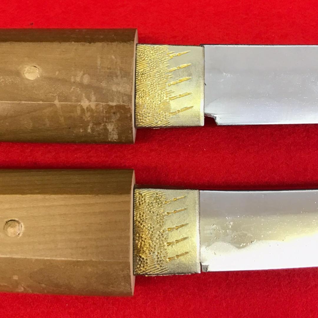 模造刀 白鞘 刀 脇差 セット　全長100cm/68cm　刀装具 拵え