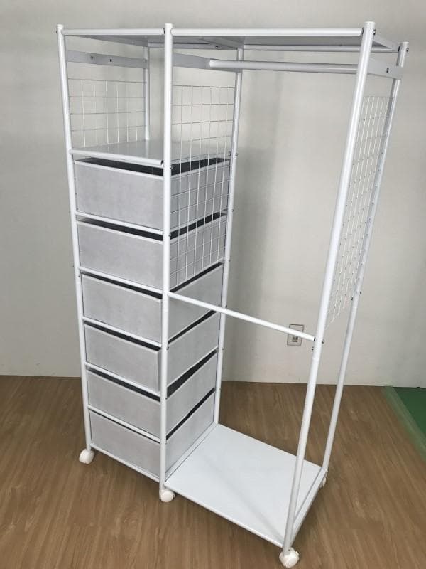 【新品】☆６BOX付き　ハンガーラック　WH