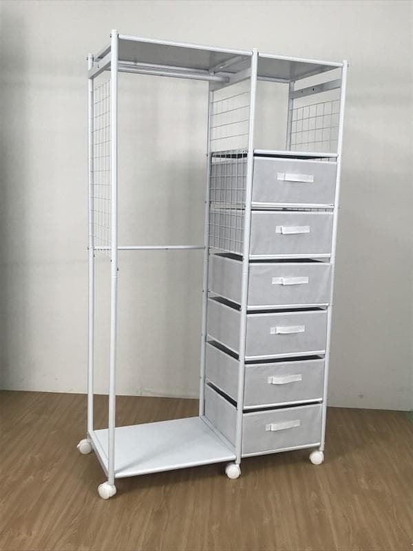 【新品】☆６BOX付き　ハンガーラック　WH