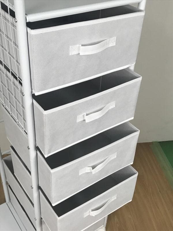 【新品】☆６BOX付き　ハンガーラック　WH