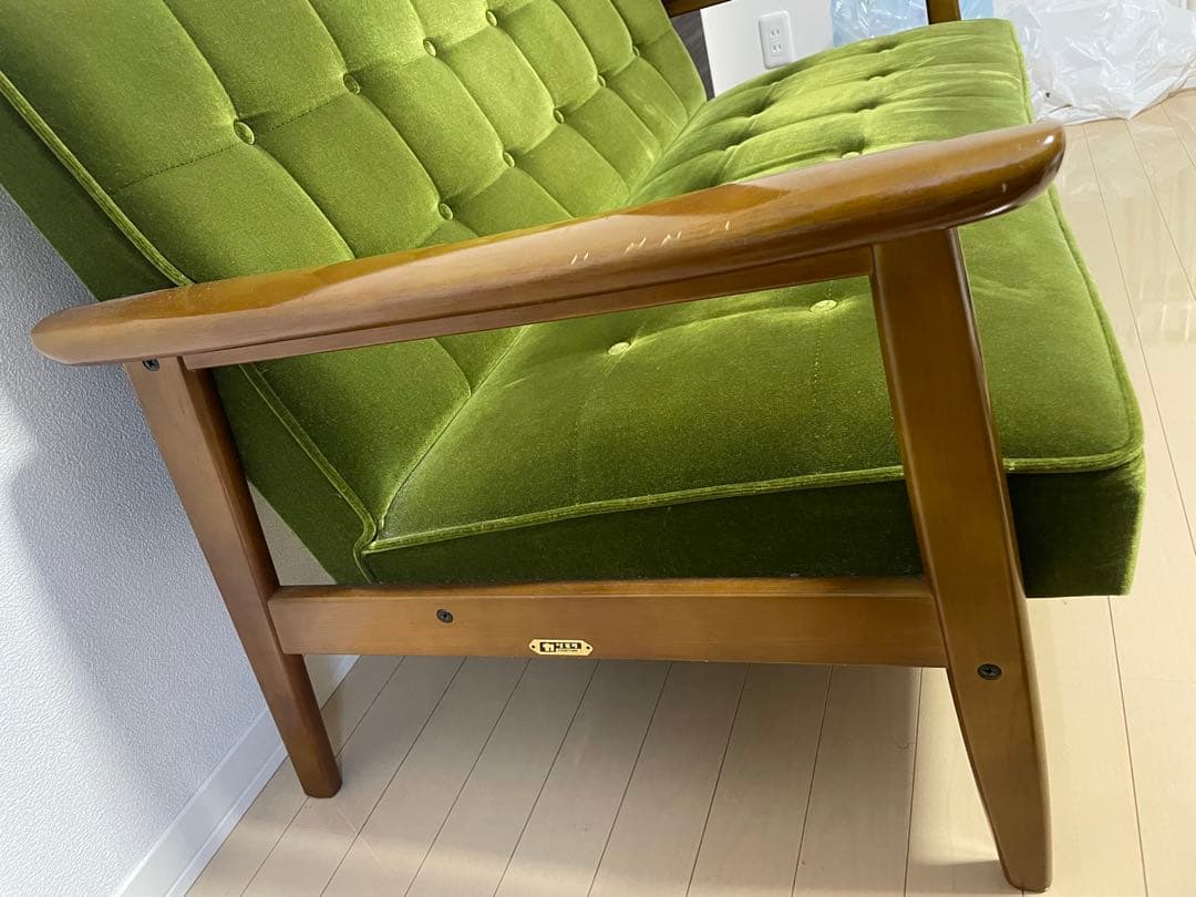 【50周年記念仕様】カリモク60 Kチェア モケットグリーン　2人掛けソファ