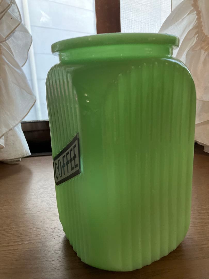 ジェダイグリーン　ミルクガラス コーヒーキャニスター