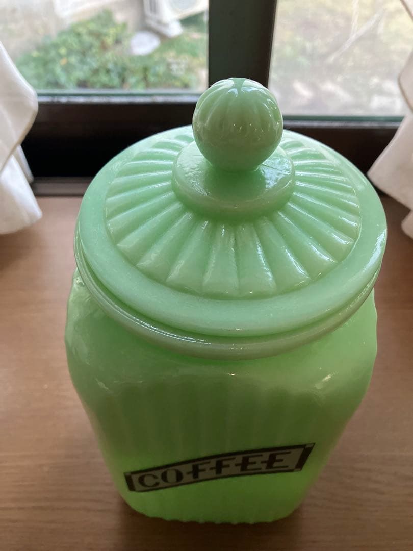 ジェダイグリーン　ミルクガラス コーヒーキャニスター