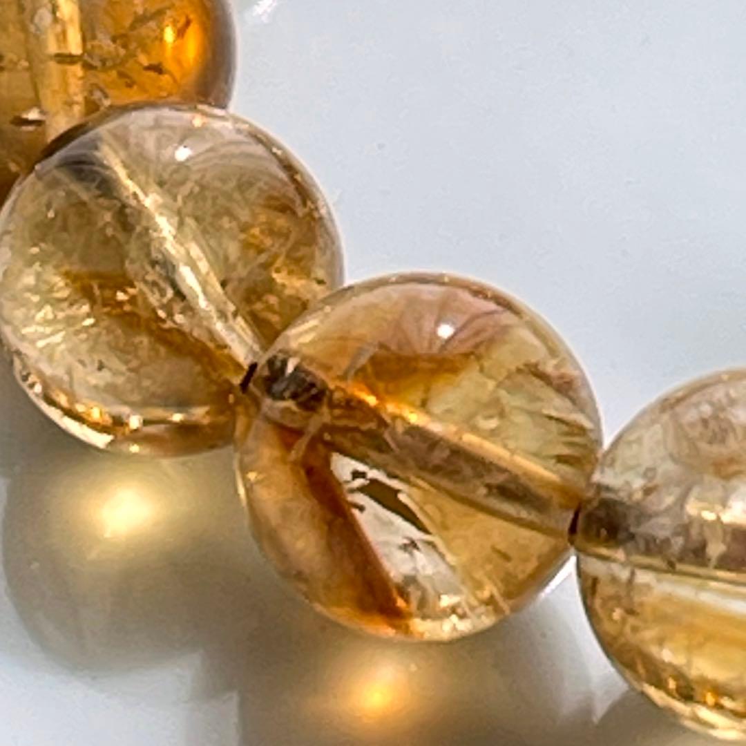 ガウリシャンカール産ヒマラヤスモーキークォーツ&シトリンブレス〜琥珀を添えて