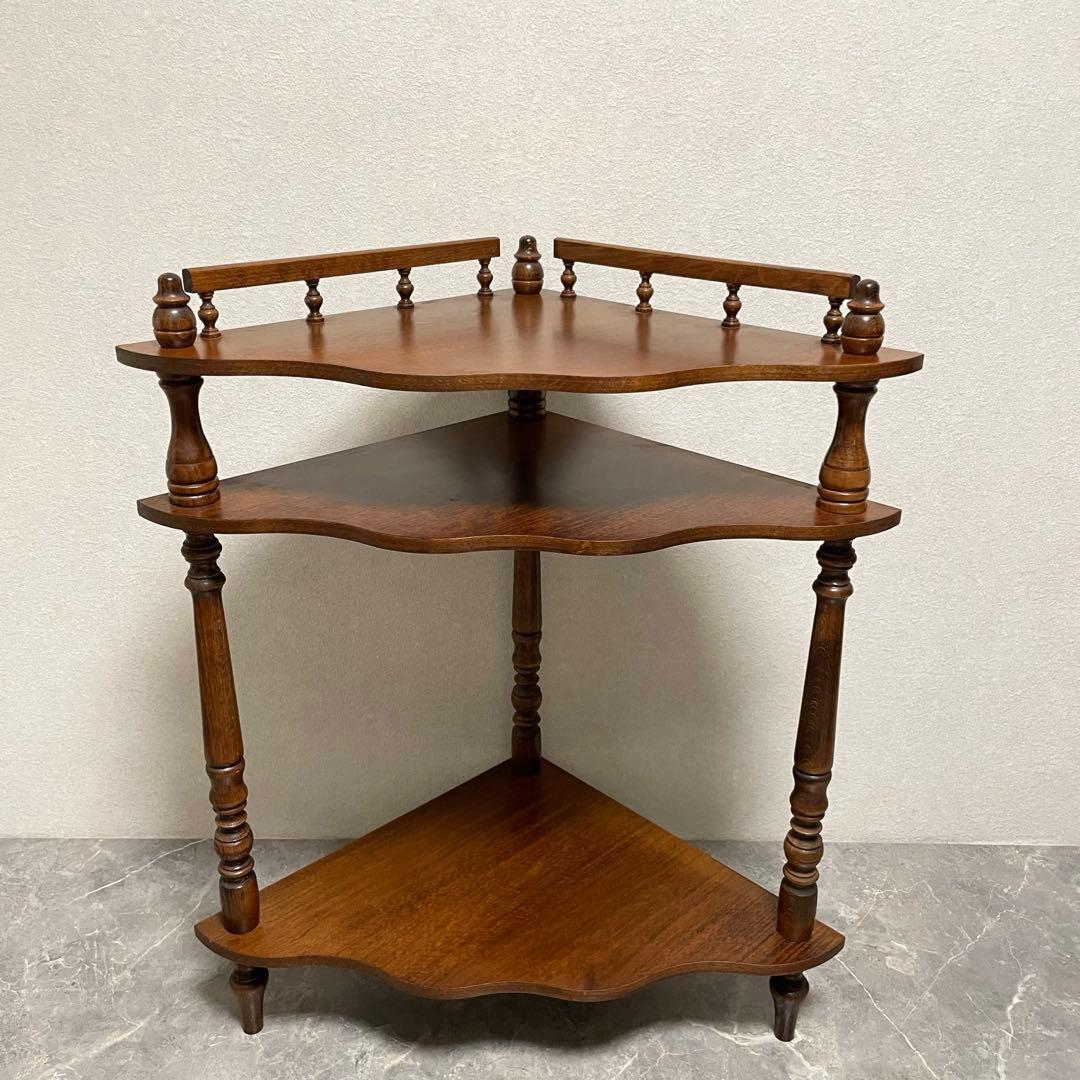 アンティーク　コーナーシェルフ 花台 飾り棚 隙間収納 コーナー収納