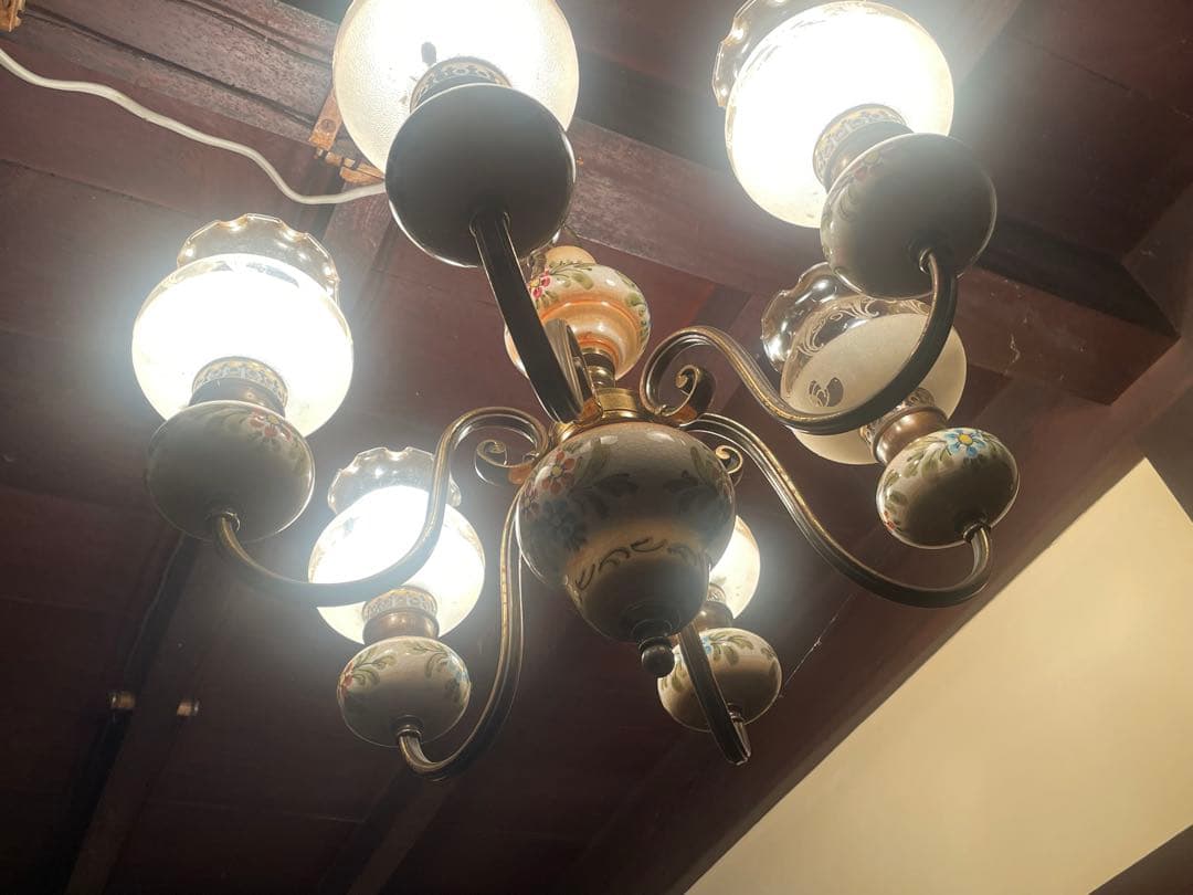 花柄6灯シャンデリア　クラシック　洋風ライト