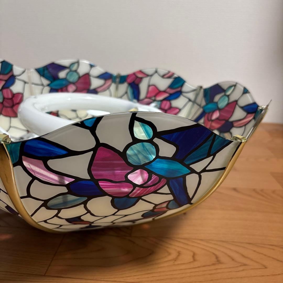 天井照明　ステンドグラス風 花柄ペンダントライト　レトロ