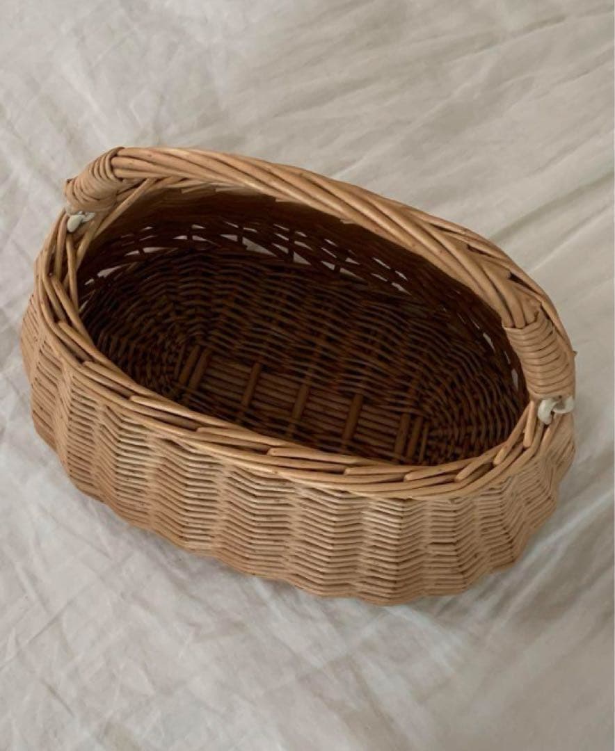 フランスアンティー　持ち手付きカゴ