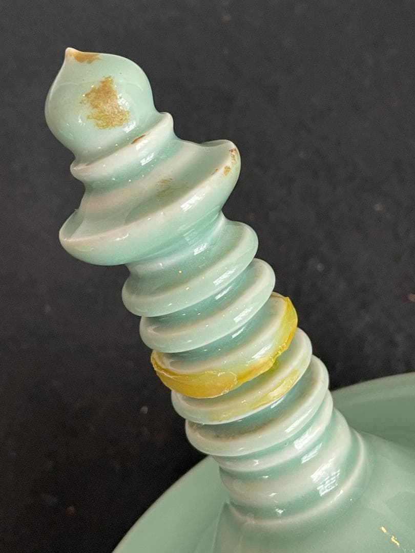 骨董 三代 真葛香山 青磁 香炉 多賓塔 茶道具 香道具 桐箱付 横浜