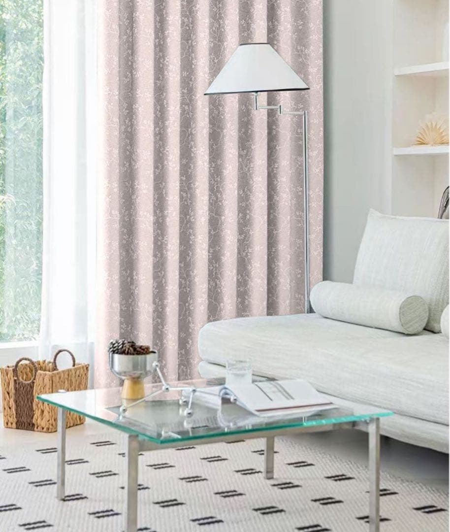 99％遮光】藤蔓刺繍 ナノ完全遮光カーテン 2枚／100cm×200cm｜洗濯可の