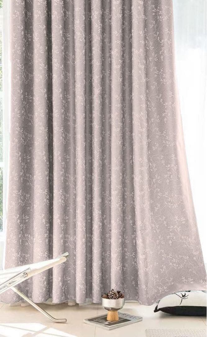 99％遮光】藤蔓刺繍 ナノ完全遮光カーテン 2枚／100cm×200cm｜洗濯可の