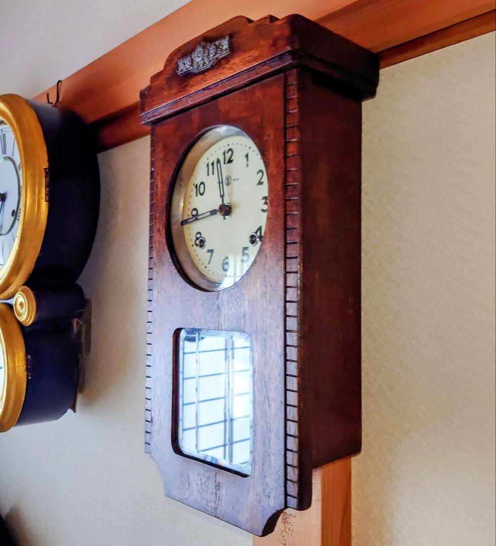 専用〈完動・美品〉鶴巻時計店英工舎　大正浪漫セル文字盤宮型ゼンマイ振り子時計