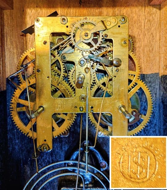 専用〈完動・美品〉鶴巻時計店英工舎　大正浪漫セル文字盤宮型ゼンマイ振り子時計