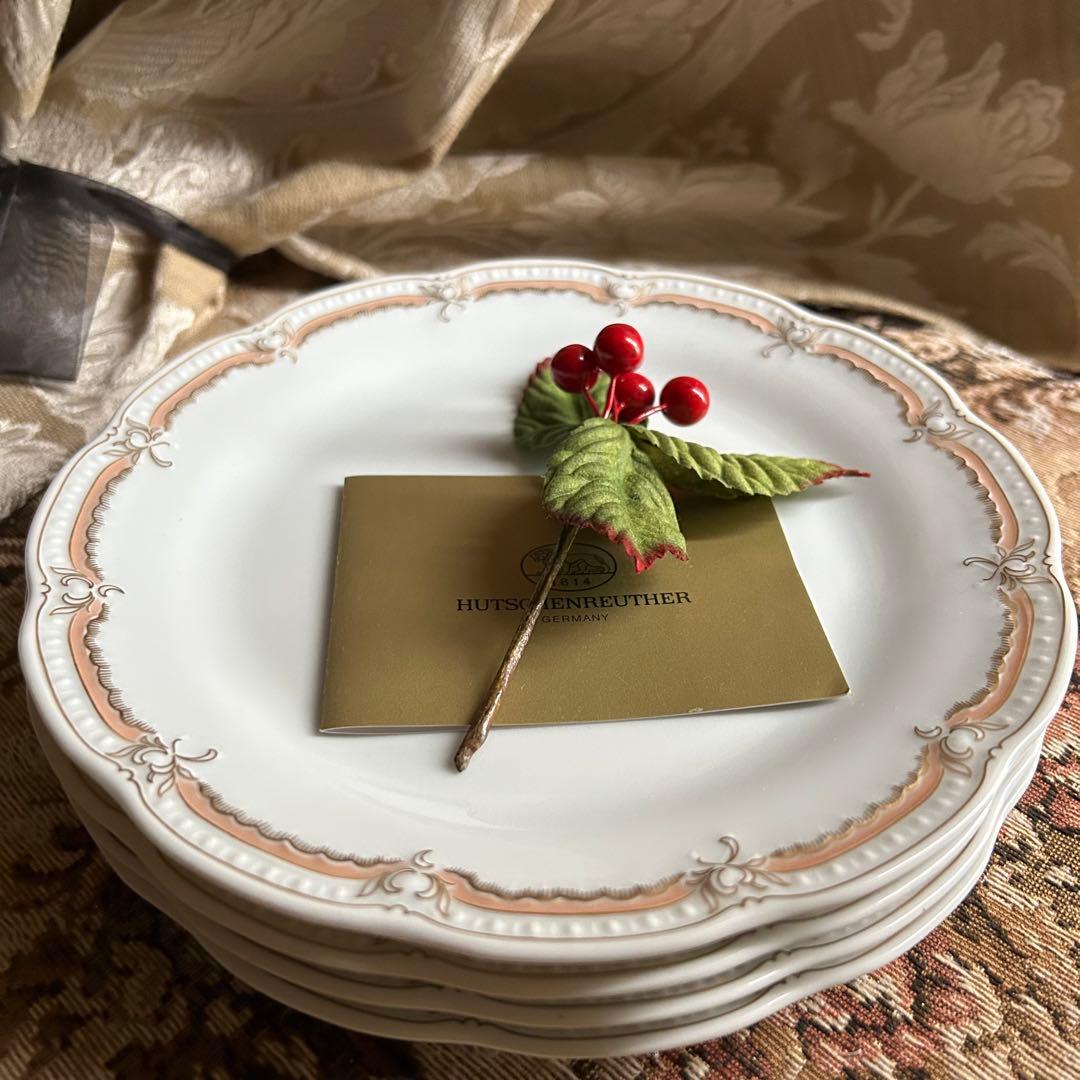 新品ドイツ製 HUTSCHENREUTHER ペールピーチ 美しいケーキプレート
