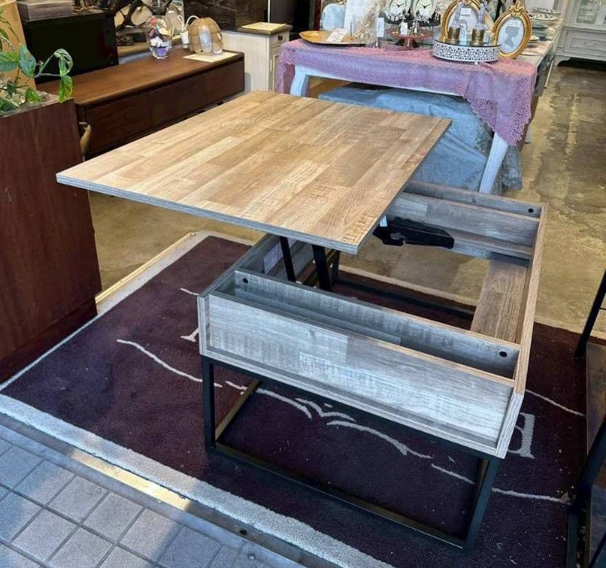 iΦ【 美品 】Ashley リフトトップ カクテルテーブル ナチュラルブラウン