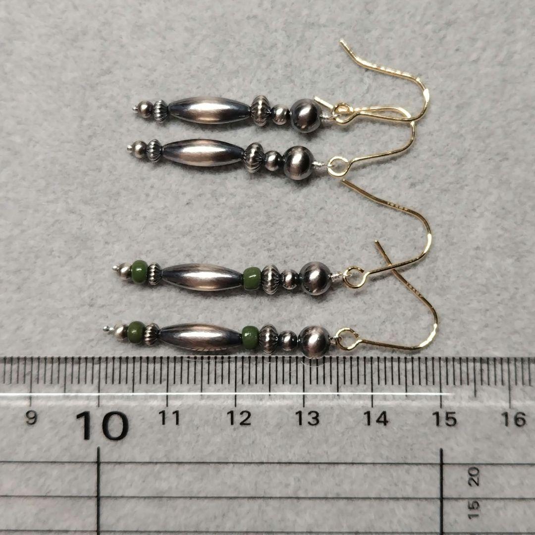 １4Kgfピアス　『雨の季節』プラスアーミーカラービンテージビーズ