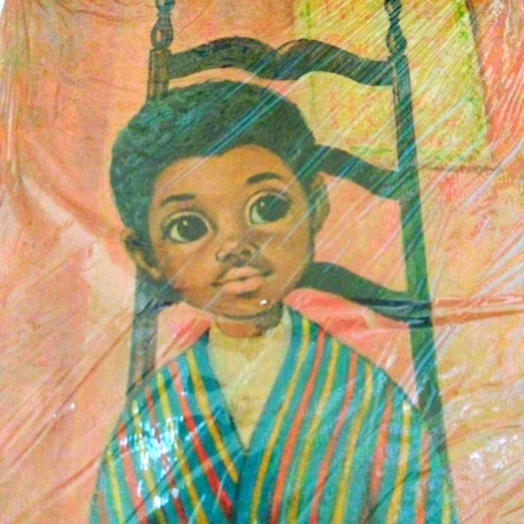 ✨ヴィンテージ✨絵画✨ビッグアイ黒人男の子