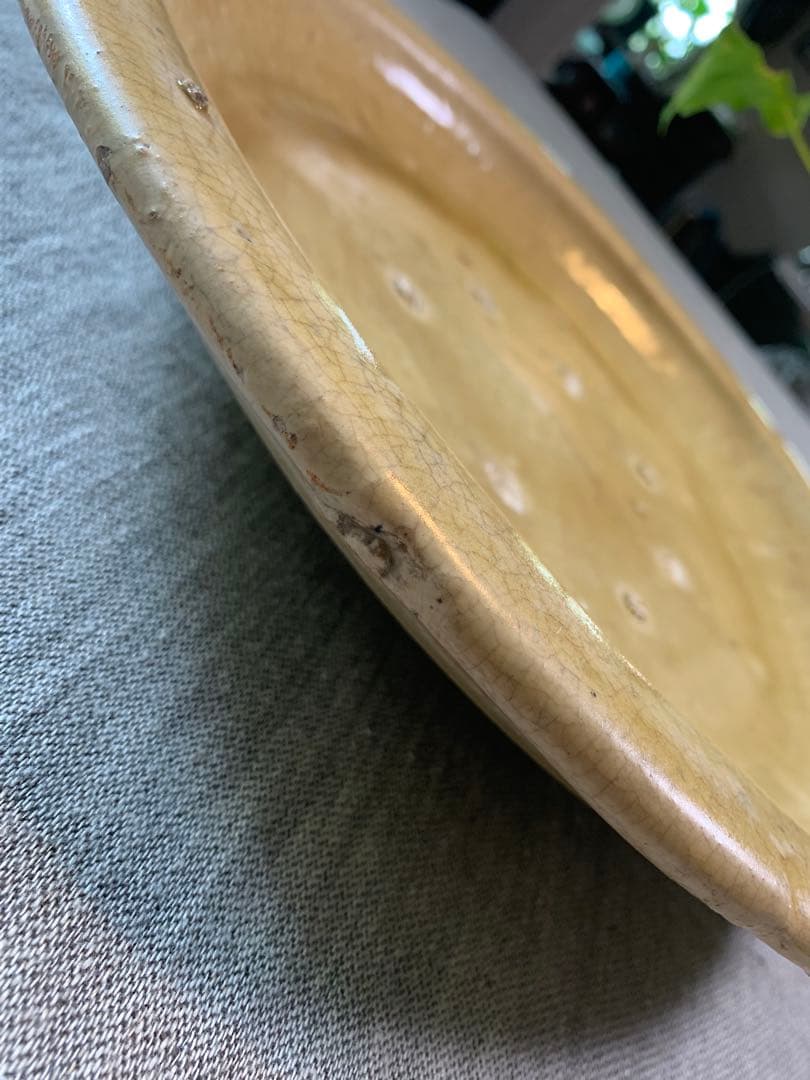 黄瀬戸　石皿　古瀬戸　大皿　大鉢　37cm 江戸