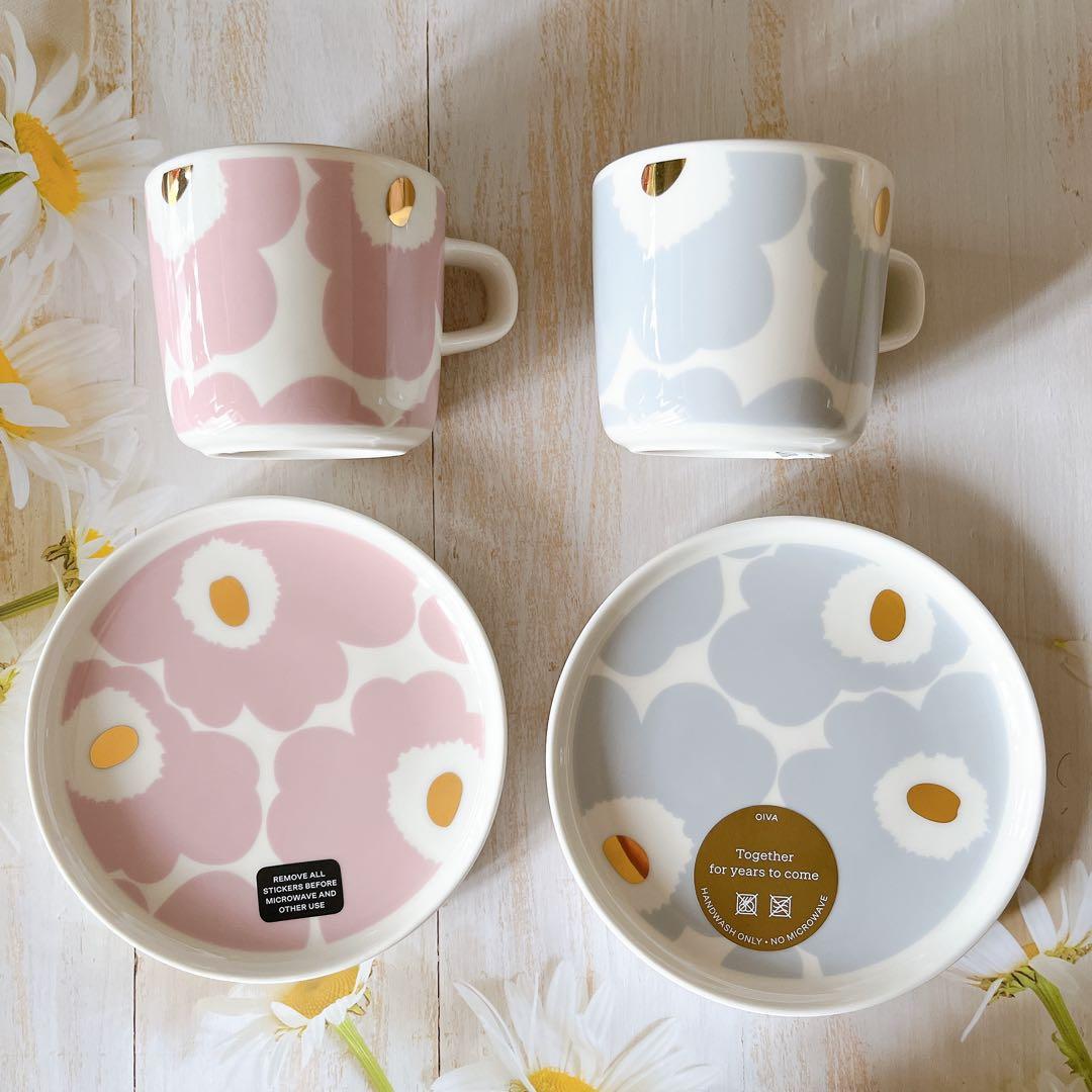 ♡byR 限定　マリメッコ　ピンクゴールド　マグカップ　プレート アイシーグレー