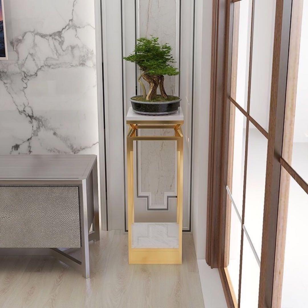 サイドテーブル コンソールテーブル ．玄関テーブル花台 人造大理石 高さ90cm