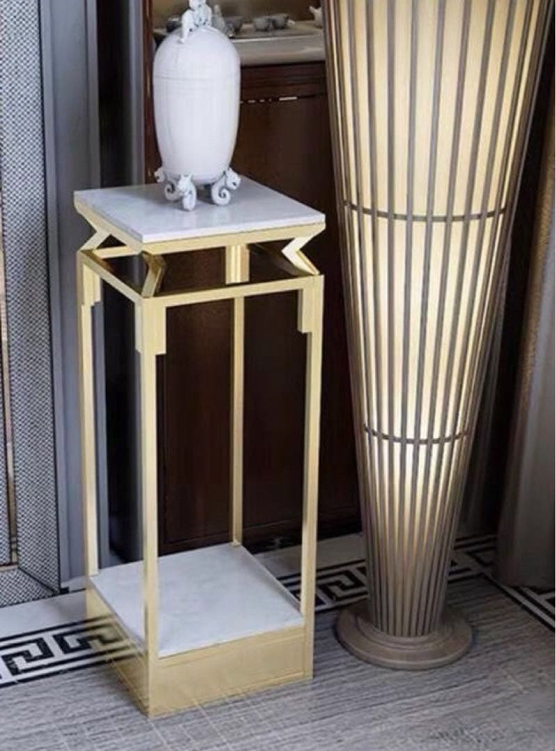 サイドテーブル コンソールテーブル ．玄関テーブル花台 人造大理石 高さ90cm