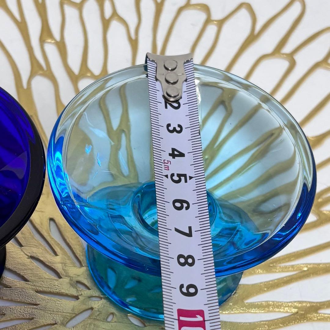  イッタラ　青と水色のクリアのキャンドルホルダー2個セット