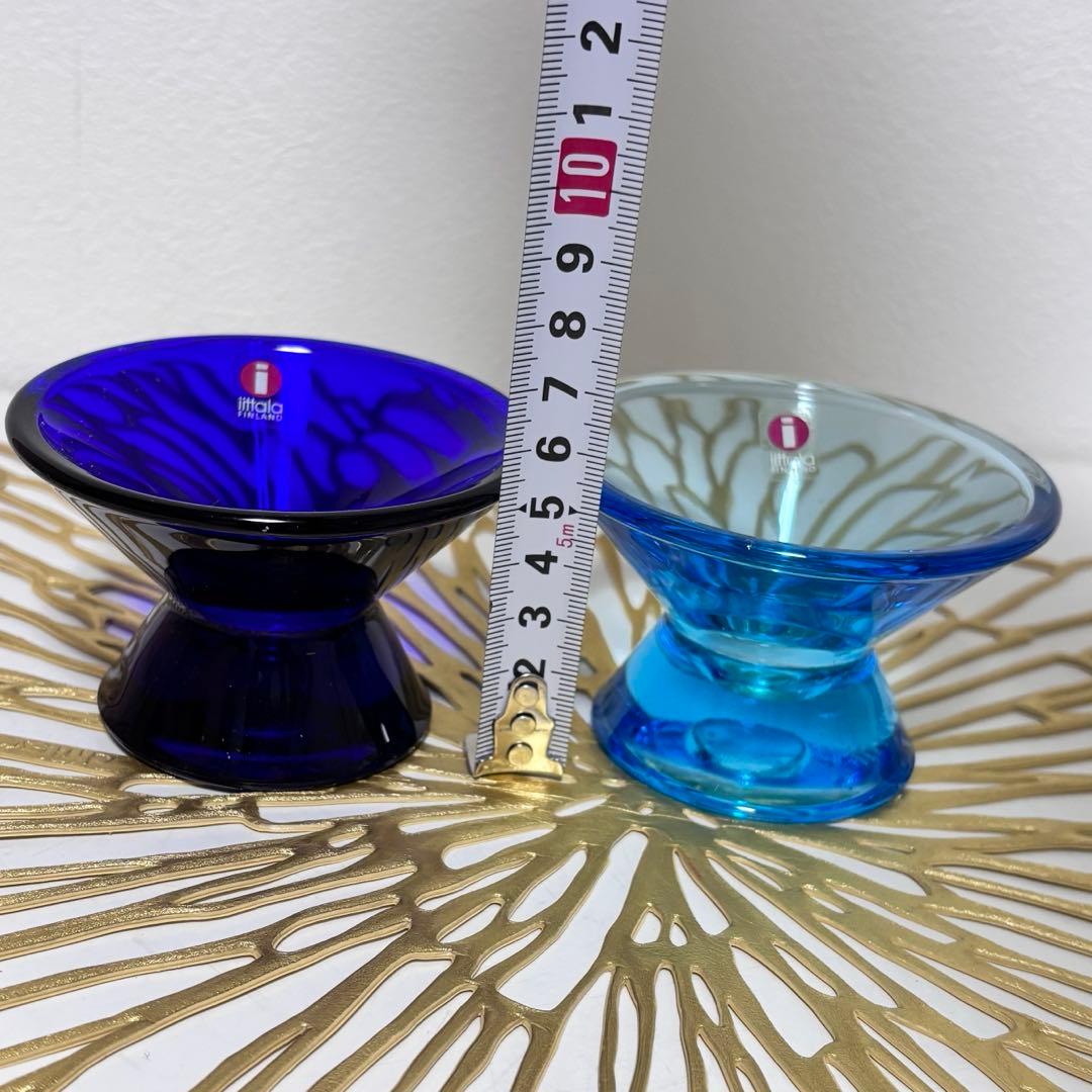  イッタラ　青と水色のクリアのキャンドルホルダー2個セット