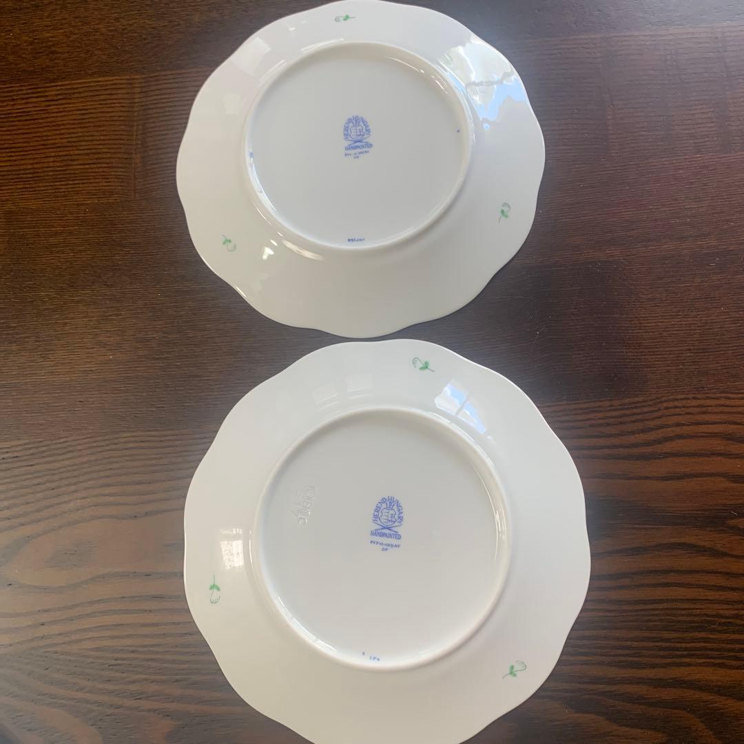 未使用保管品☆ヘレンド アポニーグリーン19cmプレート2枚 - メルカリ