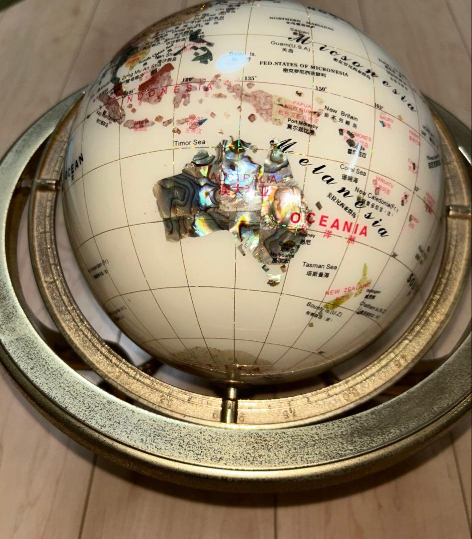 【螺鈿・アンティーク】　天然石　地球儀　パワーストーン　シェル