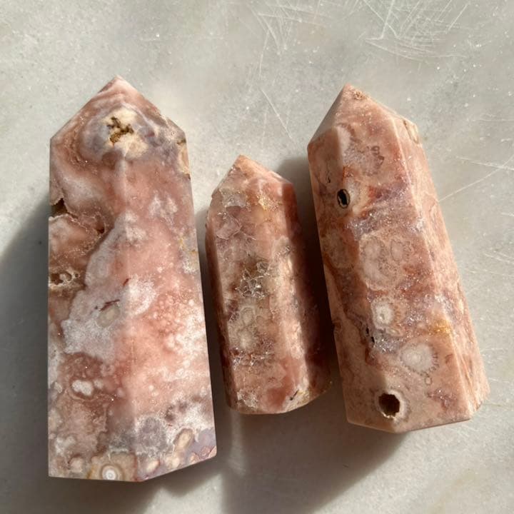 ディープピンクアメジストフラワーアゲート 3P