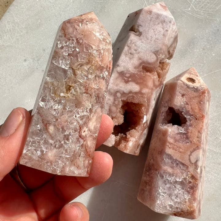 ディープピンクアメジストフラワーアゲート 3P