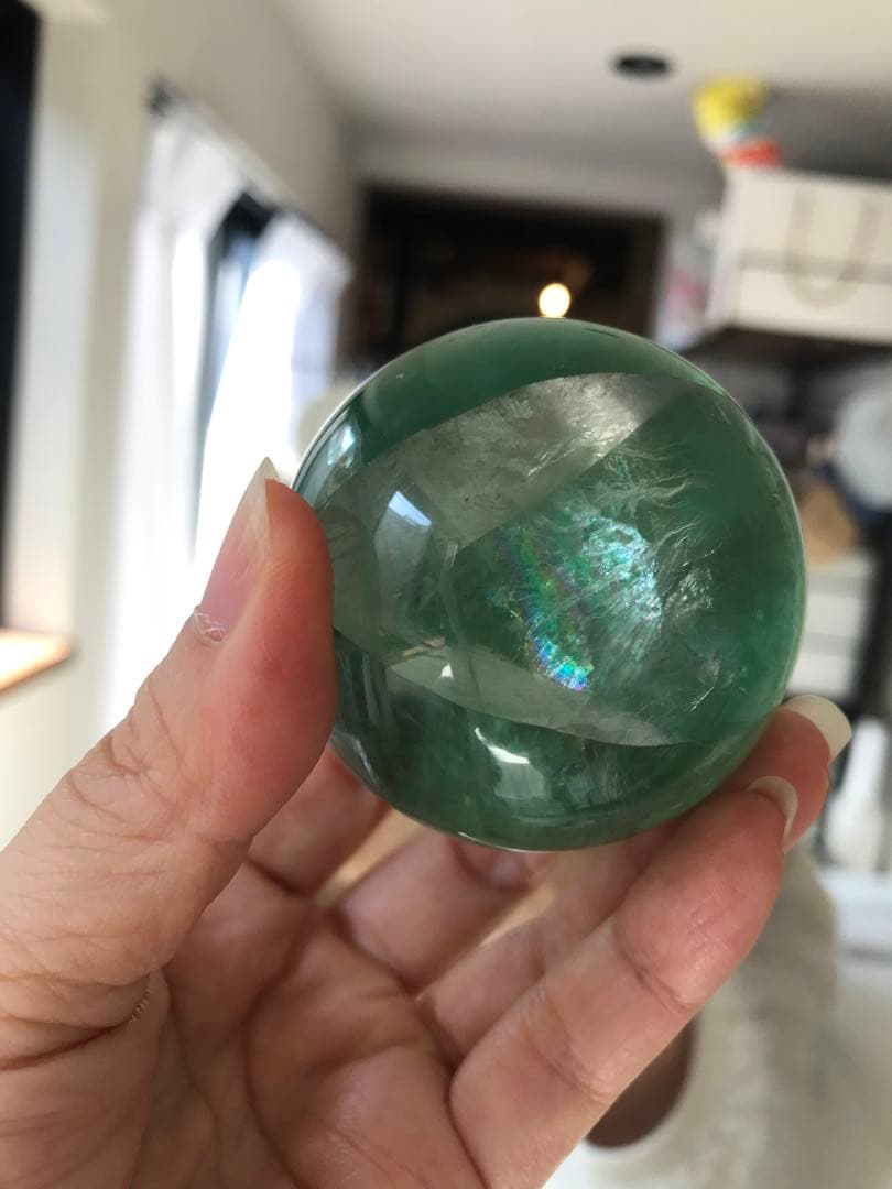 ☘️レア❤︎虹入り❤︎フローライト丸玉 スフィア　蛍石天然石　パワーストーン