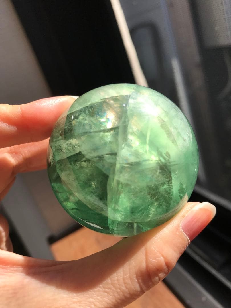 ☘️レア❤︎虹入り❤︎フローライト丸玉 スフィア　蛍石天然石　パワーストーン