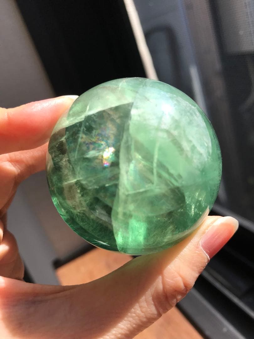 ☘️レア❤︎虹入り❤︎フローライト丸玉 スフィア　蛍石天然石　パワーストーン