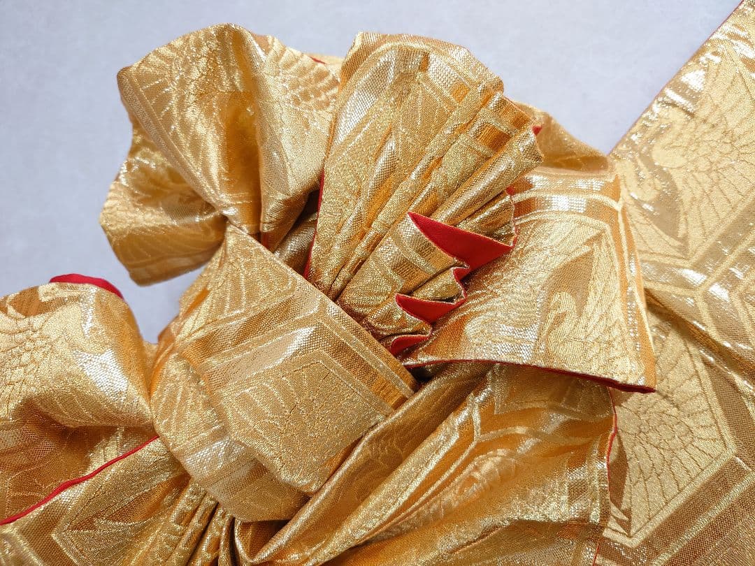 七五三　ハーフ成人式　ジュニア帯　袋帯からの作り帯　1点物　金　鶴柄