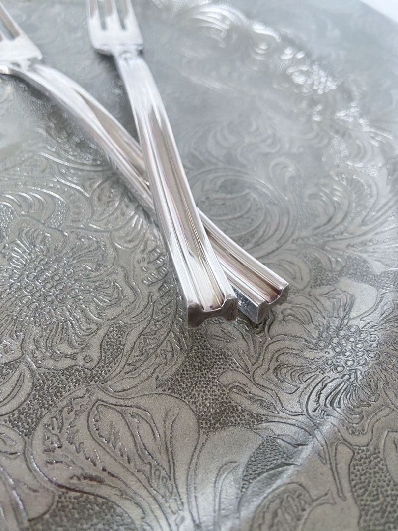 エルメス　Hデザイン　デザート、オードブル　フォーク　2本　シルバープレート