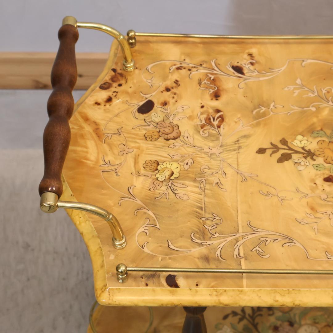 イタリア アンティーク調 キッチンワゴン クラシック イタリア 象嵌