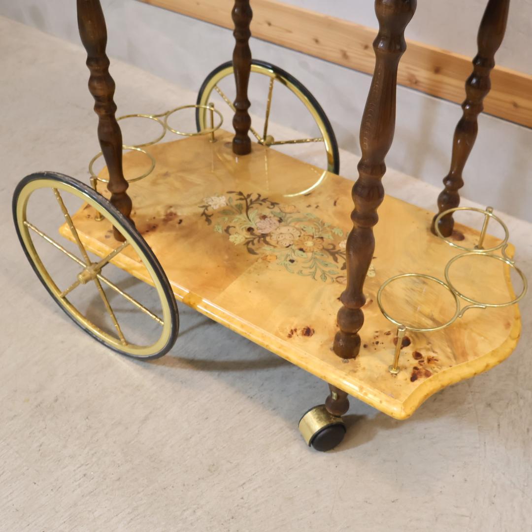 イタリア アンティーク調 キッチンワゴン クラシック イタリア 象嵌