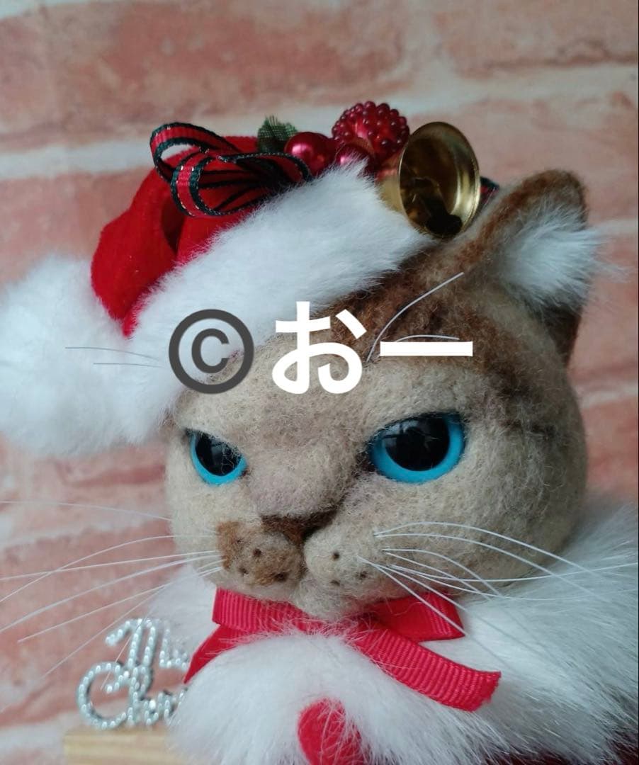 羊毛フェルト★猫　クリスマス　サンタクロース