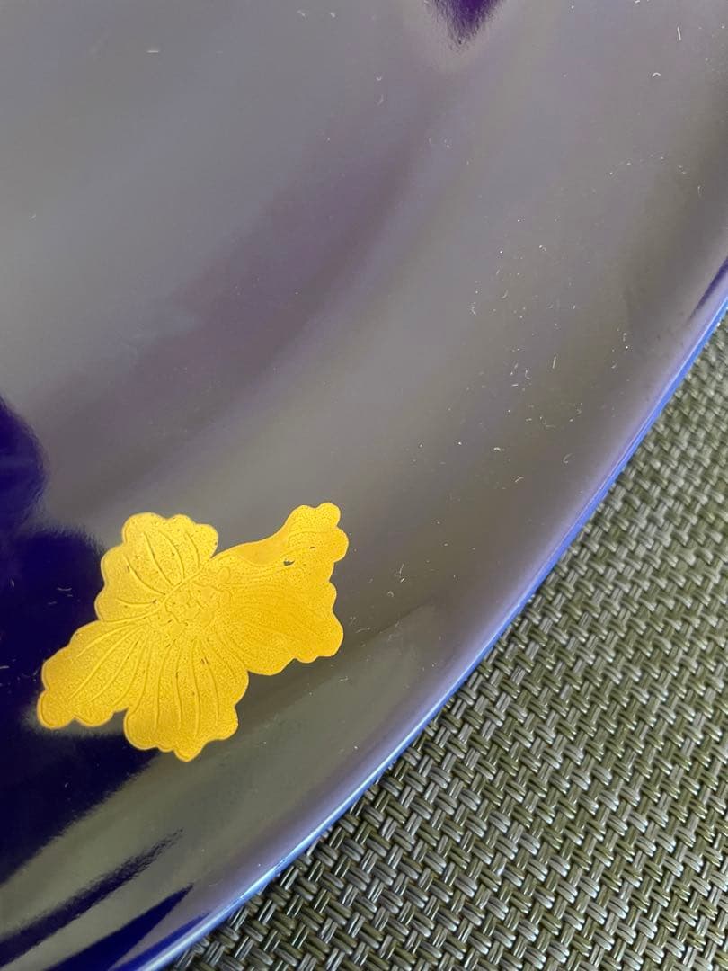 白山陶器　瑠璃金彩草花　大1枚小5枚