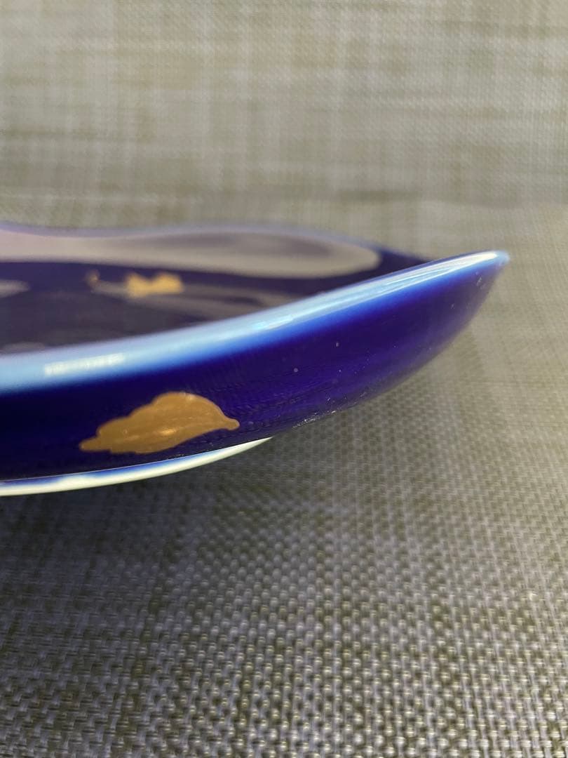 白山陶器　瑠璃金彩草花　大1枚小5枚