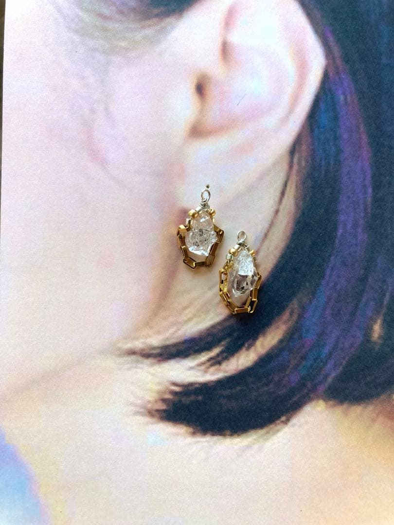 no.0489 秋澄む　gold clipとハーキマー