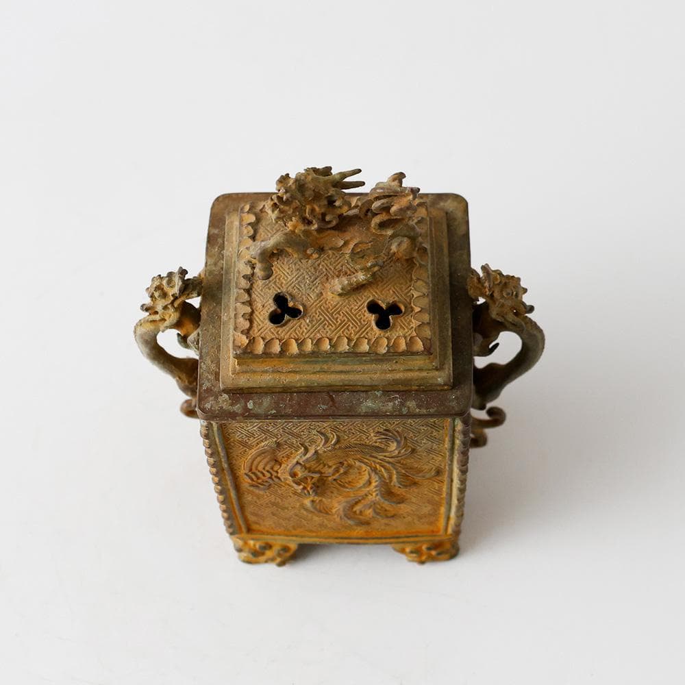 金工師 香保 造 鋳銅香炉 銅器獅子火屋龍耳 鳳凰 龍文 - メルカリ