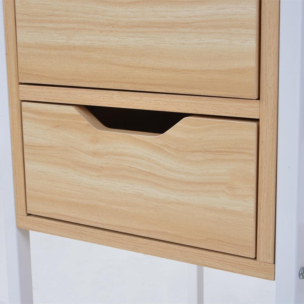 【ナチュラル】パソコンデスク引き出し付き3段シェルフ付パソコンデスク学習机