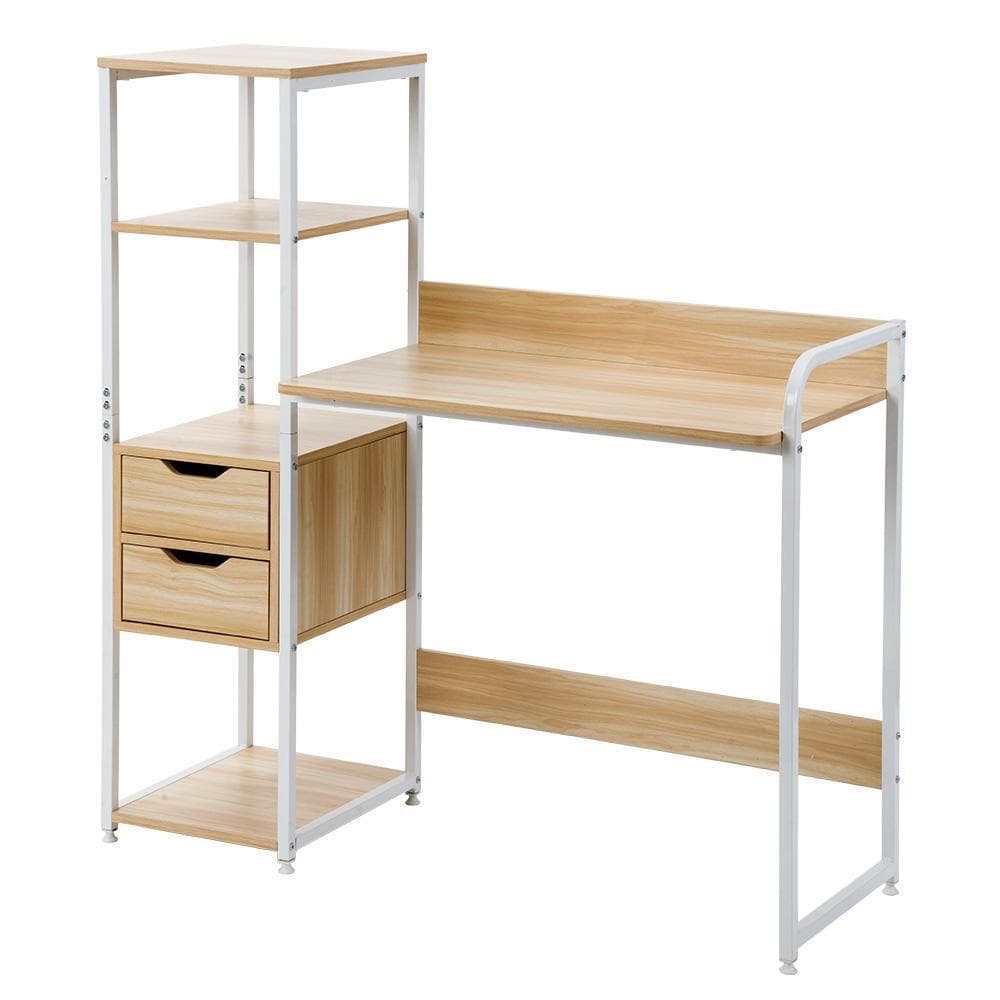 【ナチュラル】パソコンデスク引き出し付き3段シェルフ付パソコンデスク学習机