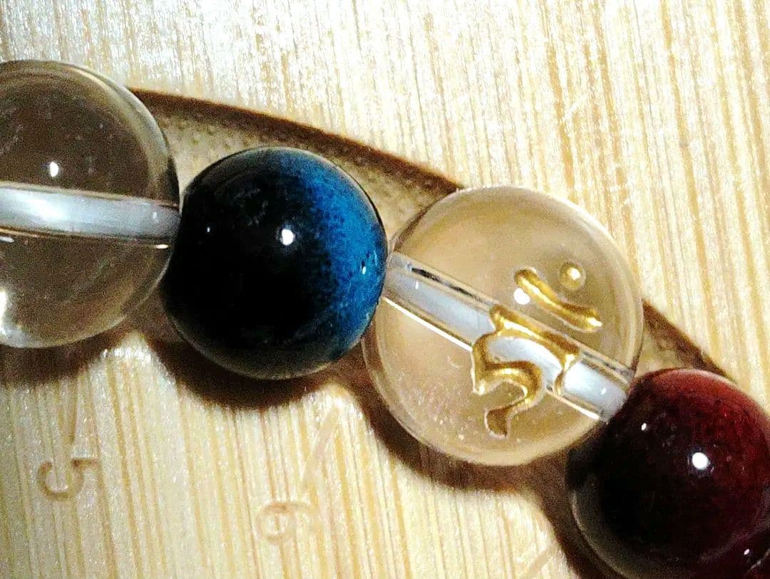 ⭐空⭐天然石梵字彫り水晶＆タイガーアイ＆オニキスブレスレット