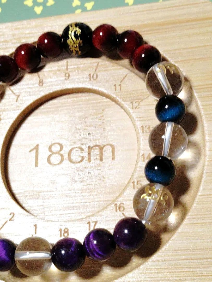 ⭐空⭐天然石梵字彫り水晶＆タイガーアイ＆オニキスブレスレット